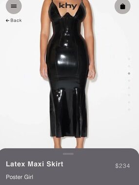 KHY KYLIE JENNER Black Latex Maxi Skirt